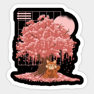 Red Panda Sakura Cherry Blossom Sticker